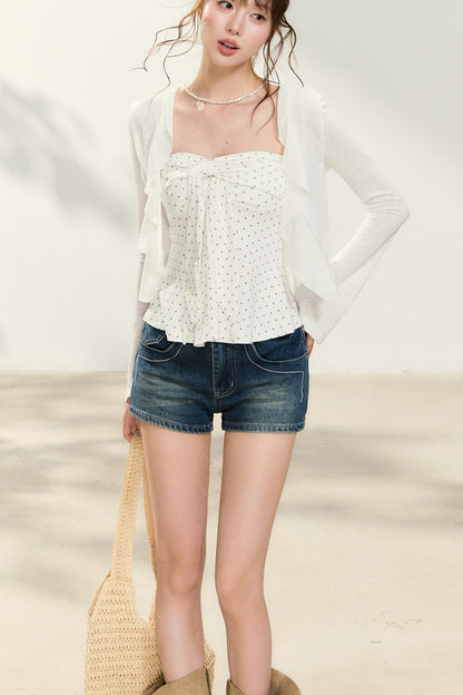 Polka Dot Tube Top and Shawl Cardigan Set