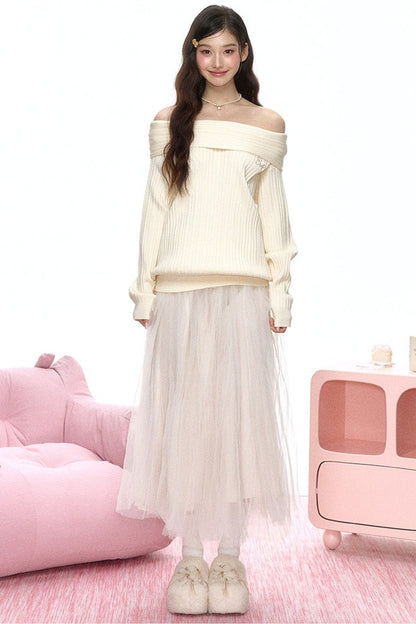 Multi-Layered Pleated Tulle Skirt