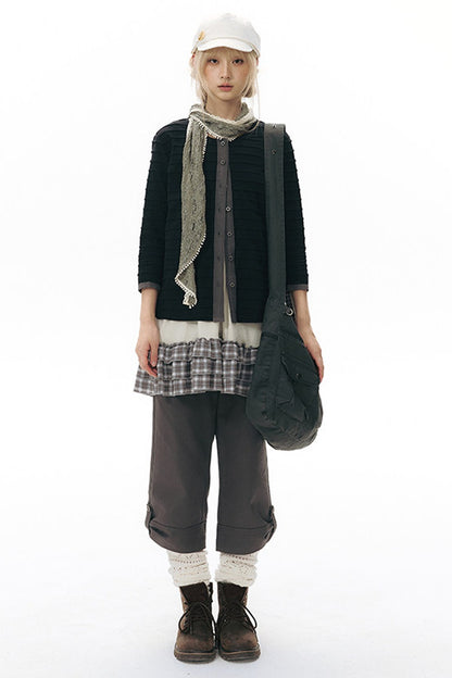 Haut cardigan tricoté à manches longues