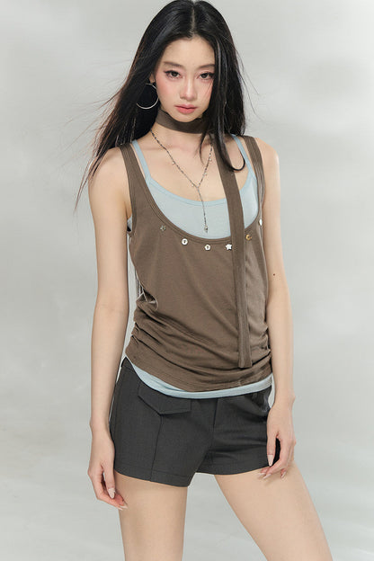 Double-Breasted Belted Shorts