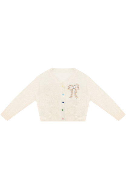 Apricot Bowknot Knit Cardigan