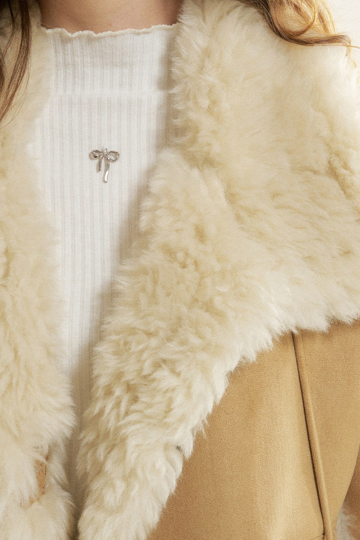 Loose Fur Integrated Suede Jacket