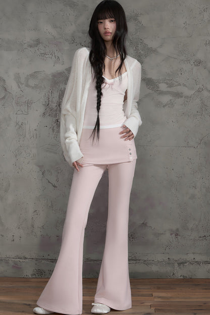 White Sheer Knit Batwing Cardigan set-Up