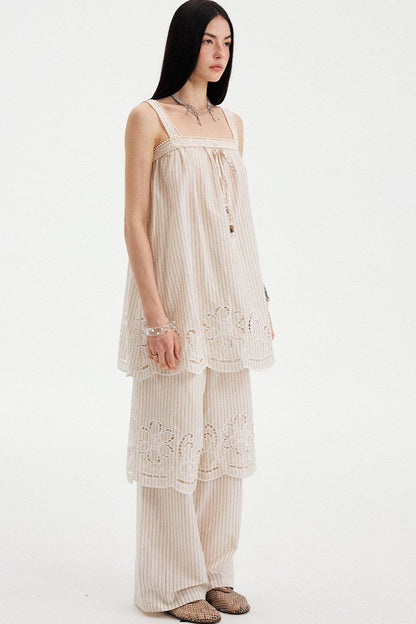 Embroidered Cutout Camisole Set