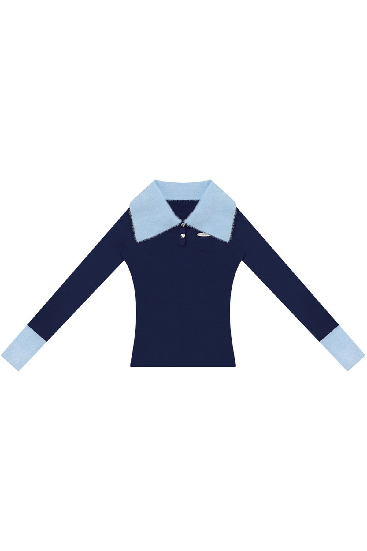 Color-Blocked Polo Collar Knit Sweater