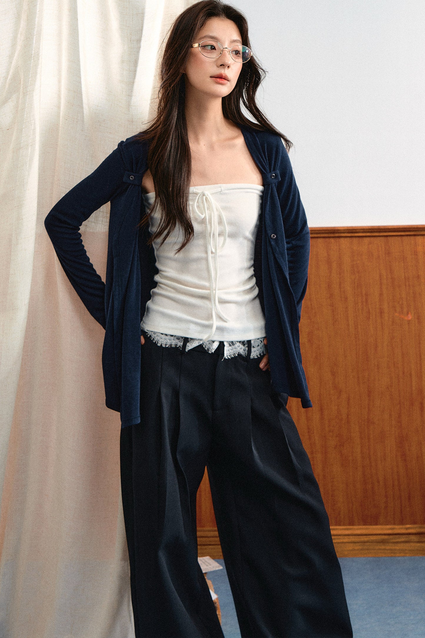 Completo cardigan a maglia e top a fascia