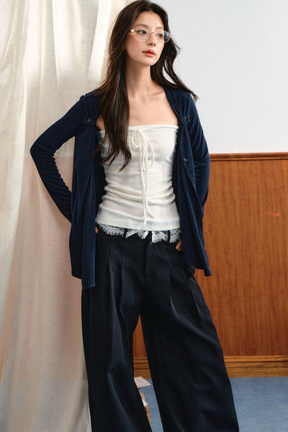 Completo cardigan a maglia e top a fascia