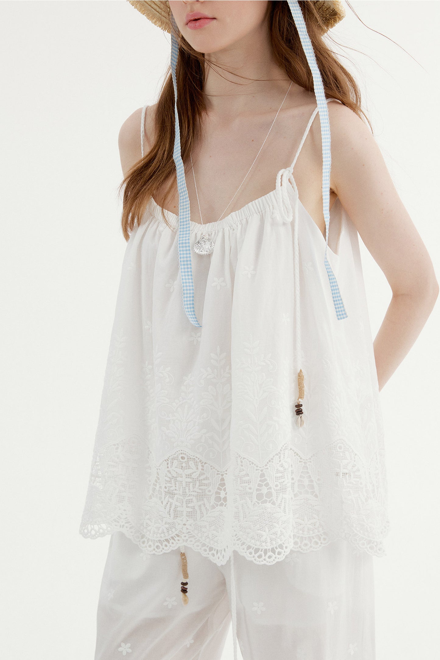 Lace Camisole and Wide-Leg Pants Set-Up