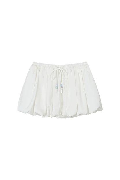 White Acetate Satin A-Line Skirt