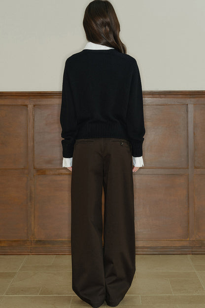 Pantalon taille basse à jambes larges