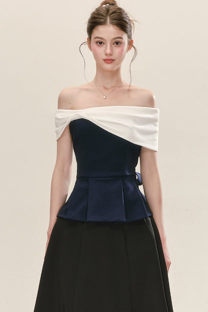 Top peplo a fascia con spalle scoperte