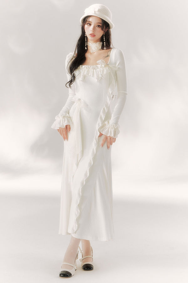 Bright Moonlight Ruffle Fishtail Dress