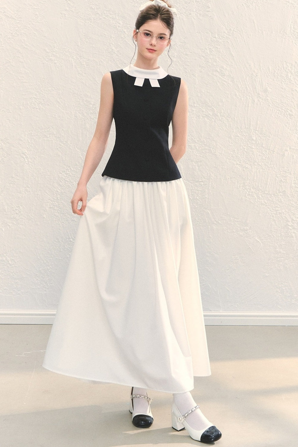 Bowknot Color-Block Sleeveless Tank Top