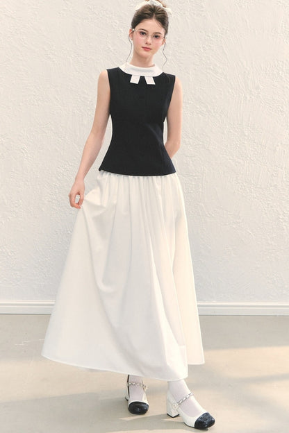 Bowknot Color-Block Sleeveless Tank Top