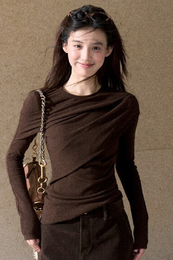 Asymmetrical Tidal Marsh Vein Knit Top