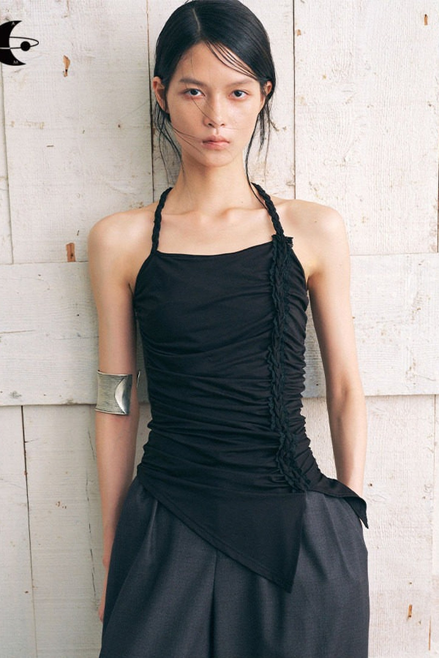 Ruched Side Tie Halter Camisole