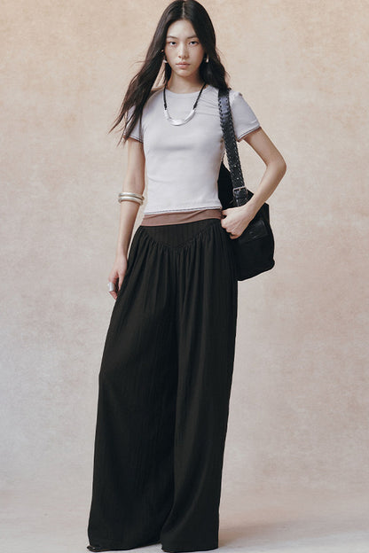 Double-Layer Patchwork Lace Trim T-Shirt