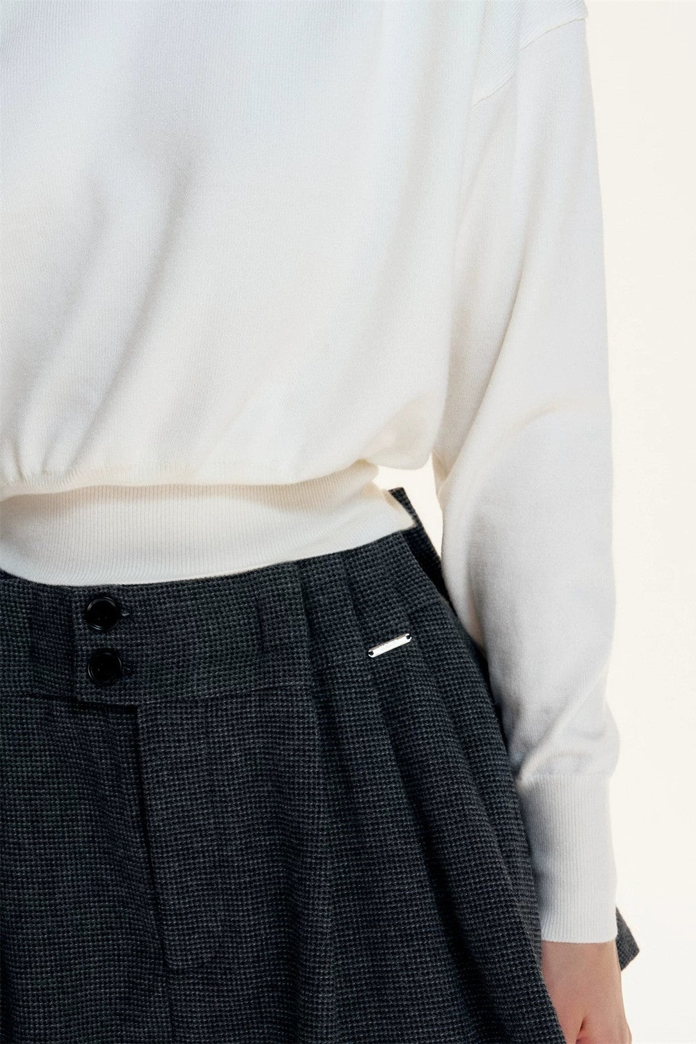 Pleated Woolen A-Line Skirt Set-Up