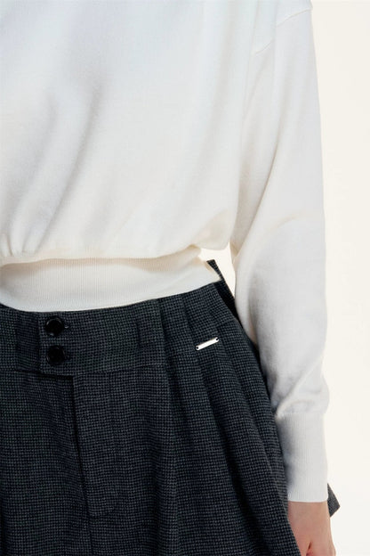 Pleated Woolen A-Line Skirt Set-Up