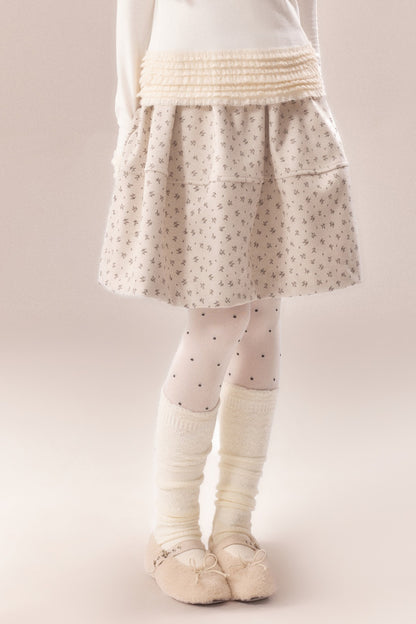 All-Over Floral Print Elastic Waist A-Line Skirt