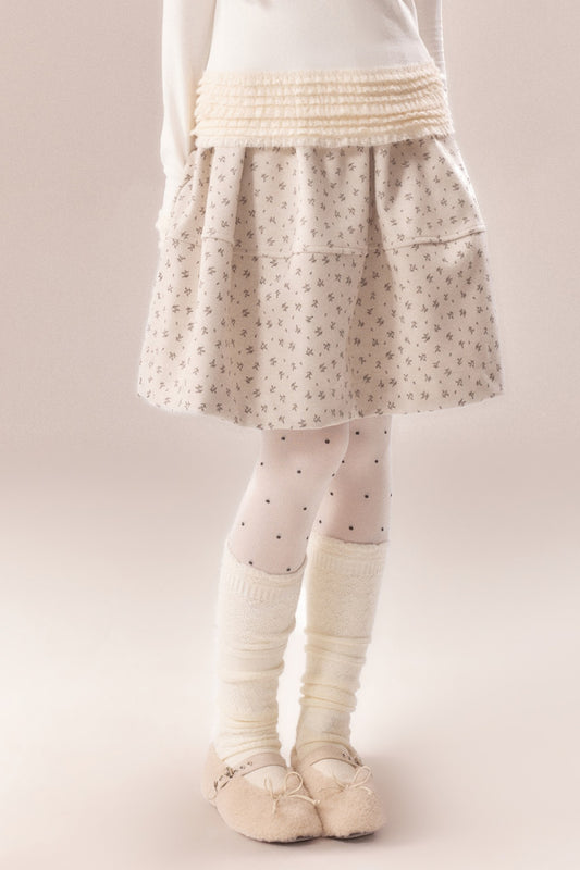All-Over Floral Print Elastic Waist A-Line Skirt