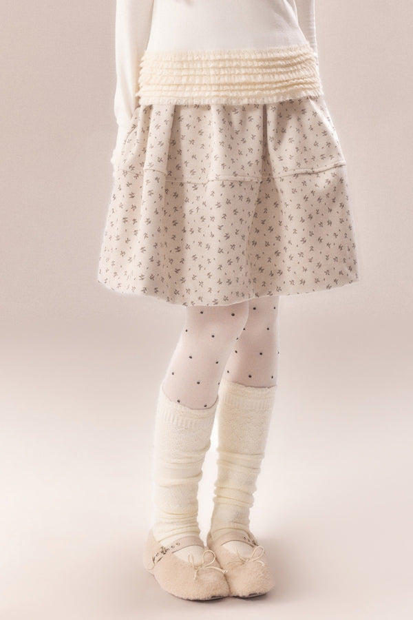 All-Over Floral Print Elastic Waist A-Line Skirt