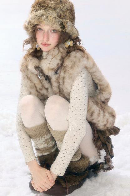Plaid Leopard Horn Button Vest