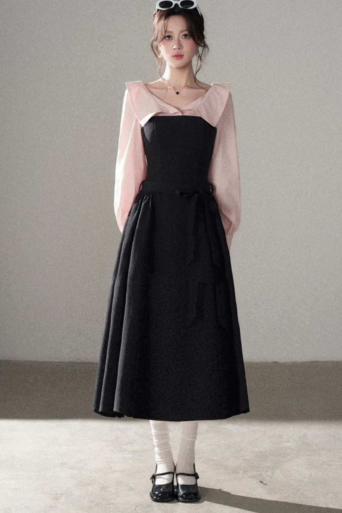 Black Flared Shirt Dress