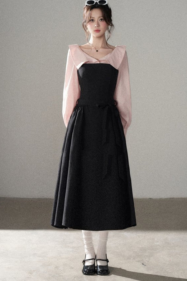 Black Flared Shirt Dress