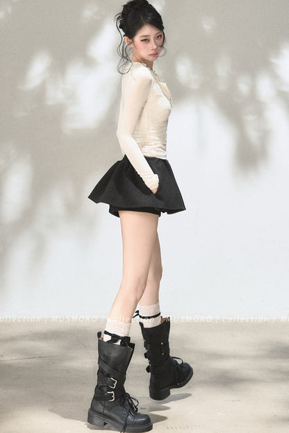 Layered-Look Lace Knit Top