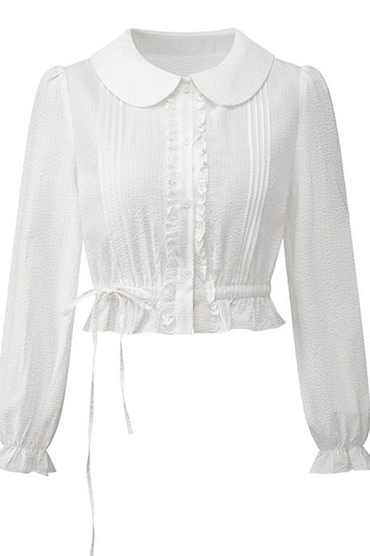 Waist-Cinching Doll Collar Blouse