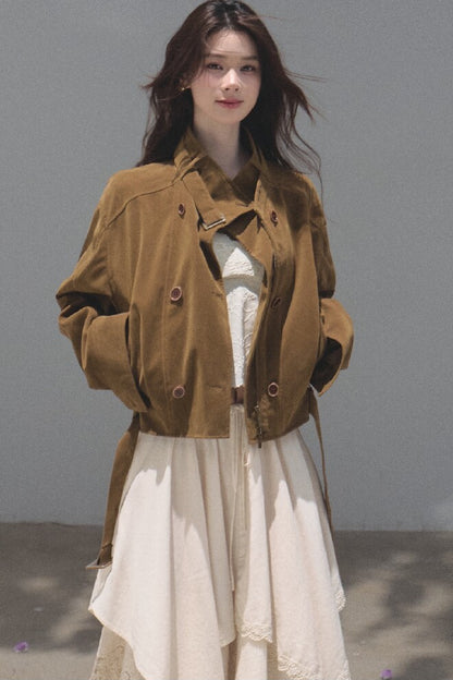 Irregular Hem Cotton Linen Lace Skirt
