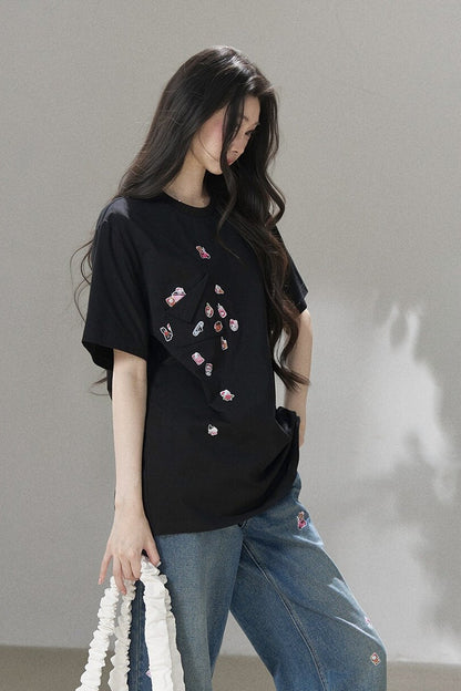 Meow-Chan Print Oversized Blouse
