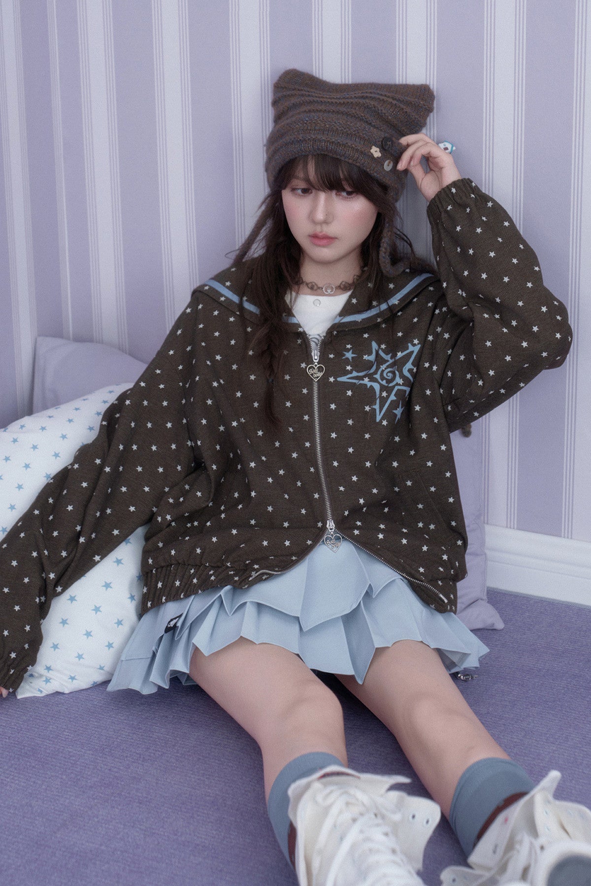 Swirl Star Jacket and Pleated Skirt Set-Up