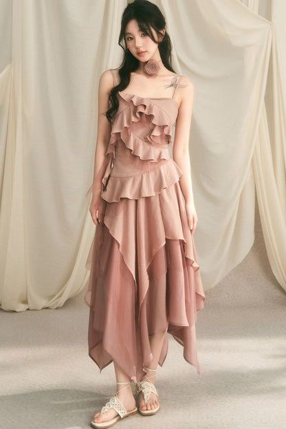 Rose Wave Layered Camisole and Skirt Set-Up