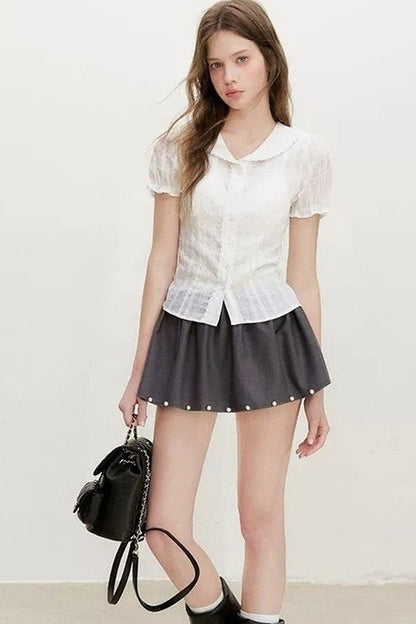 Transparente Lyocell-Bluse mit Spitze