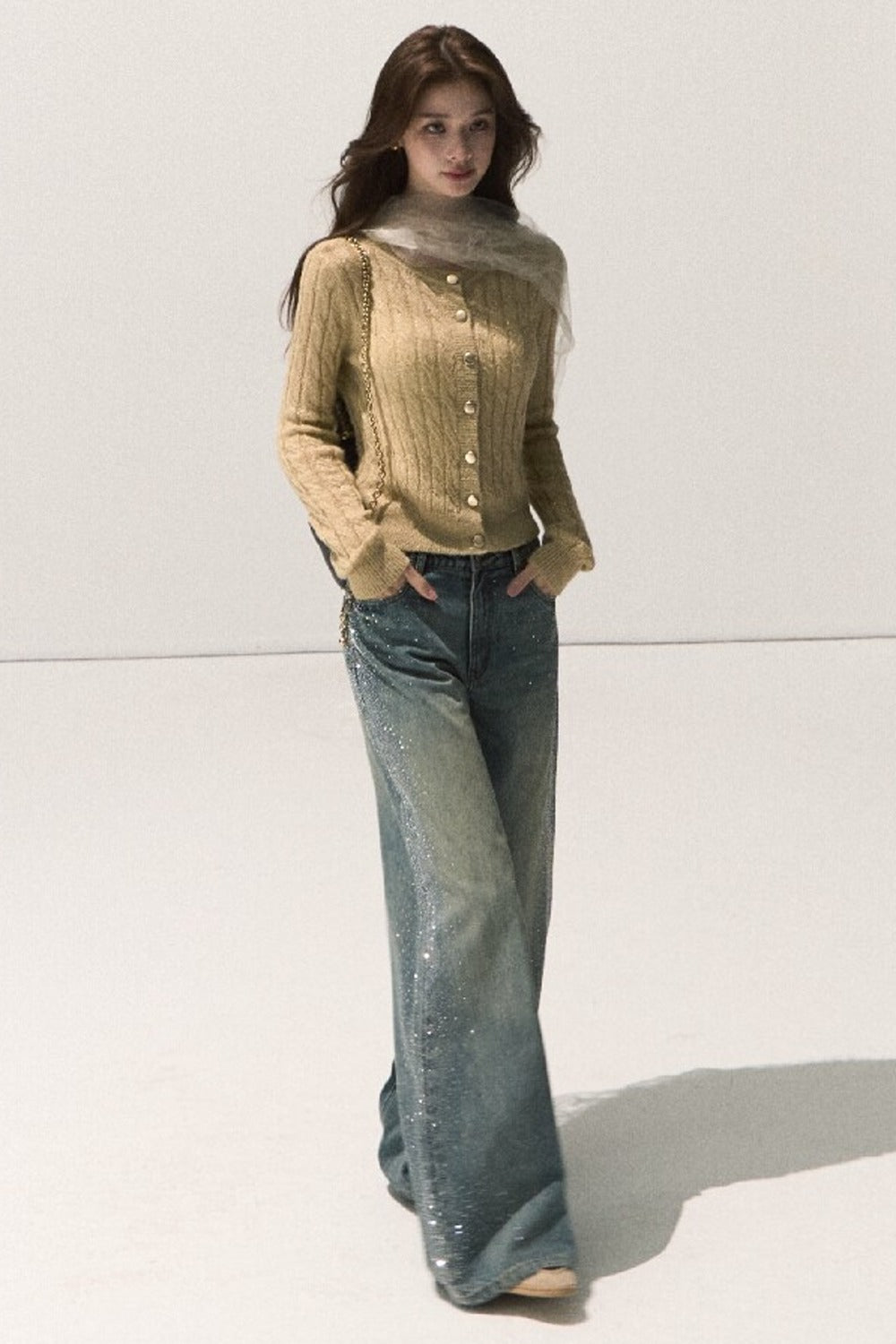 Wool Cable Knit Cardigan