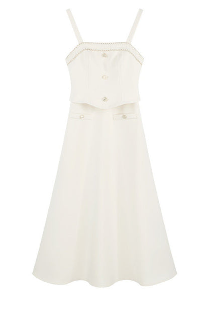 Off-White Chanel-Style A-Line Dress and Short Jacket Set-Up