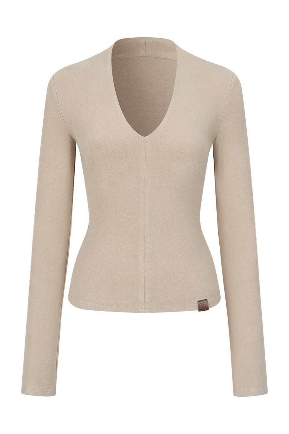 Deep V-Neck Ribbed Knit Top