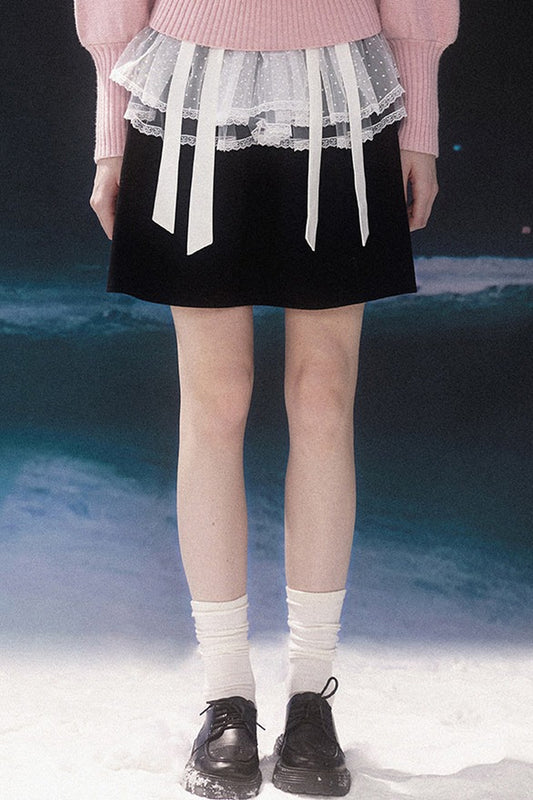 High-Waisted Mesh Tiered Skirt