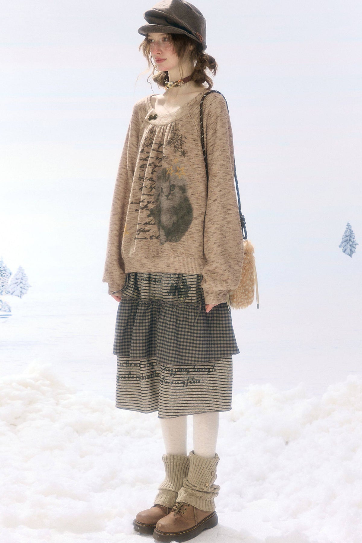Plaid Letter Print Skirt