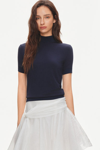 Tencel-Modal-Bluse mit halbhohem Kragen
