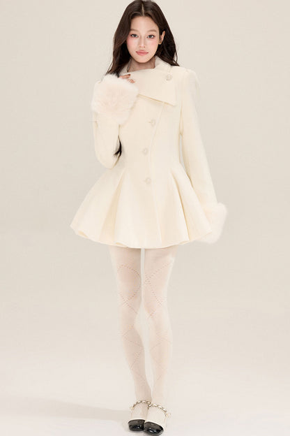 Princess Style Woolen Dress Coat