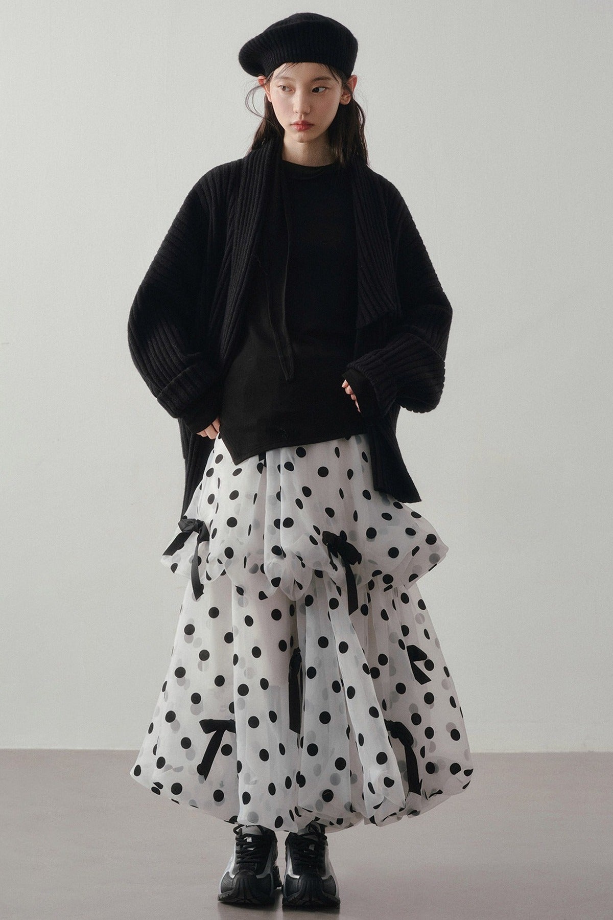 Polka Dot Tiered Bow Skirt