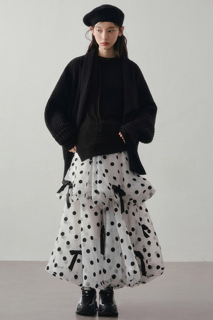 Polka Dot Tiered Bow Skirt