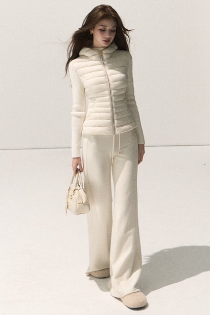 Silver-Embellished High-Waisted Wide-Leg Pants