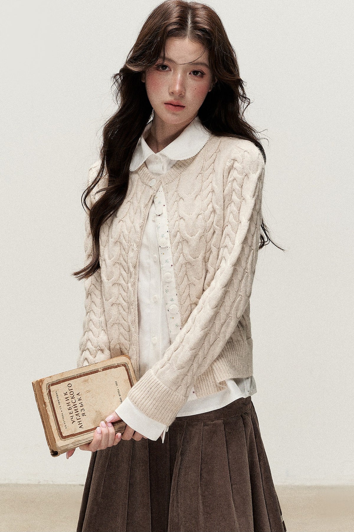 Plaid Layered-Look Knit Top
