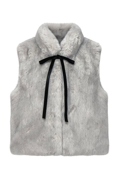 Bow Tie Faux Fur Vest