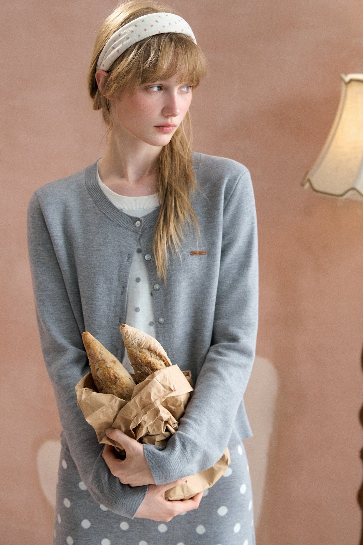 Retro Polka Dot Faux Two-Piece Knit Sweater Set-Up