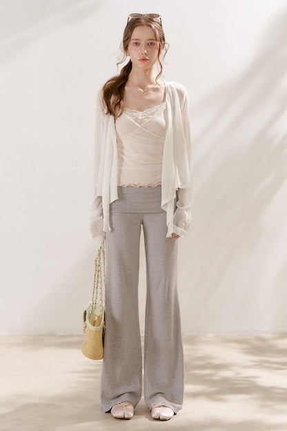Wide Waist Straight Leg Knit Pants